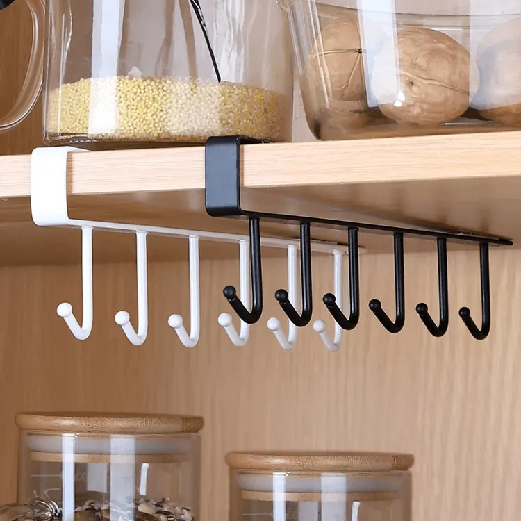 厨房挂钩架免打孔厨柜衣柜铁艺挂架收纳整理架多功能免钉无痕排钩
