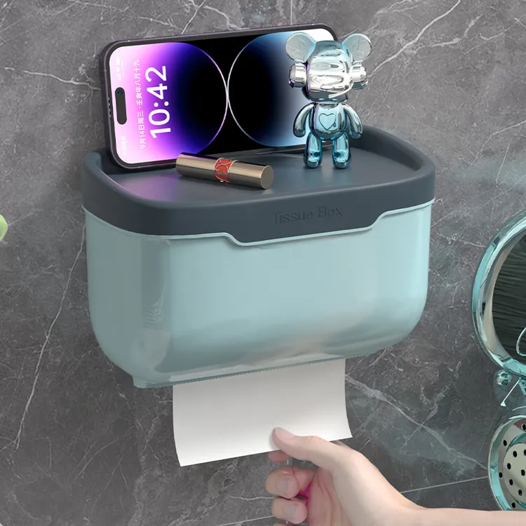 开博尔免打孔卫生间纸巾盒洗手间纸巾架置物架抽纸盒壁挂式卷纸筒