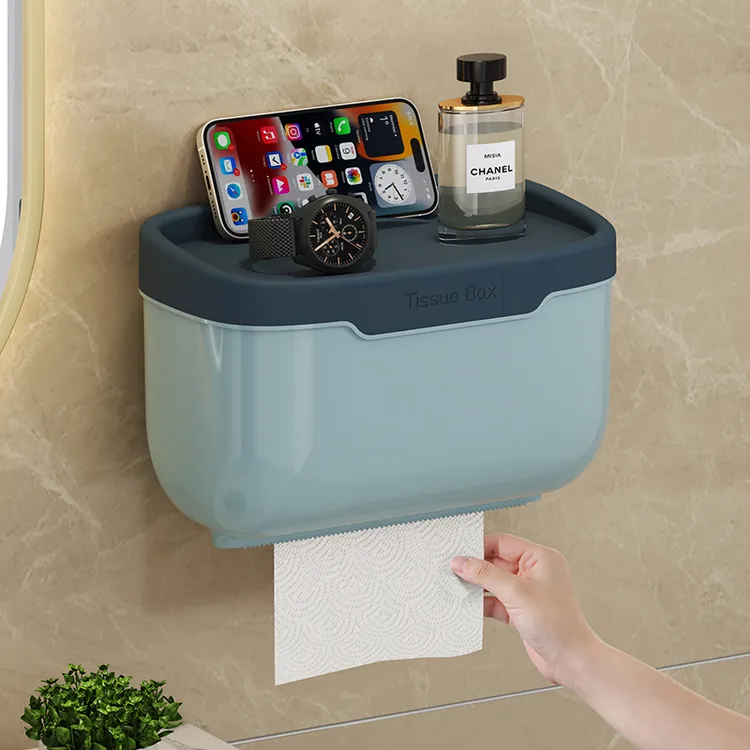 开博尔免打孔卫生间纸巾盒卷纸器厕所浴室多功能置物架防水纸巾架