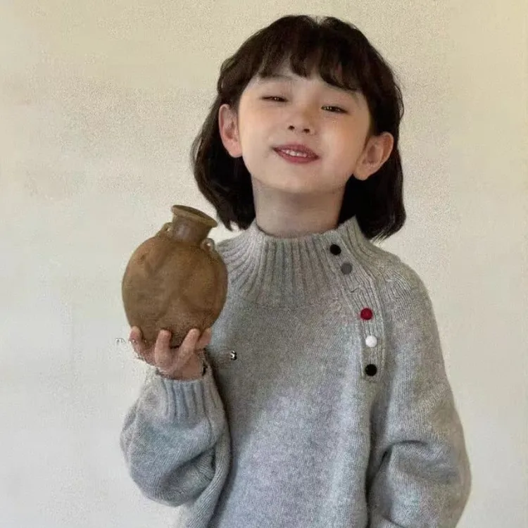 女童保暖毛衣儿童半高领针织衫秋冬装2024打底衫女孩洋气时髦上衣