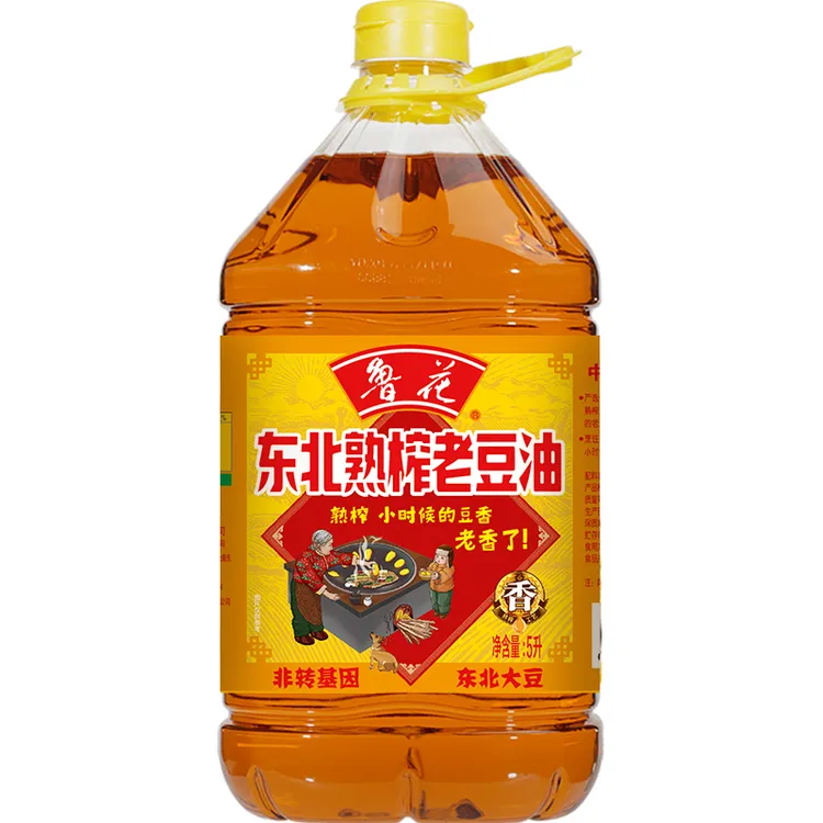 鲁花 5L非转东北熟榨纯老豆油 豆香优质家庭装 煎炒烹炸食用油