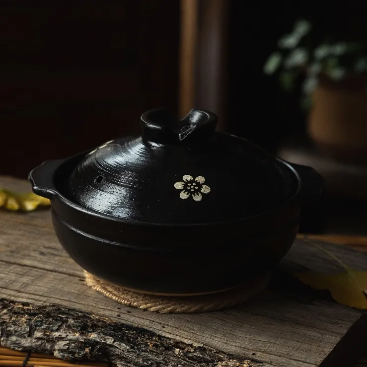 新品  黑色砂锅家用老式复古砂锅明火汤煲火锅干烧煲粗陶锅耐高温