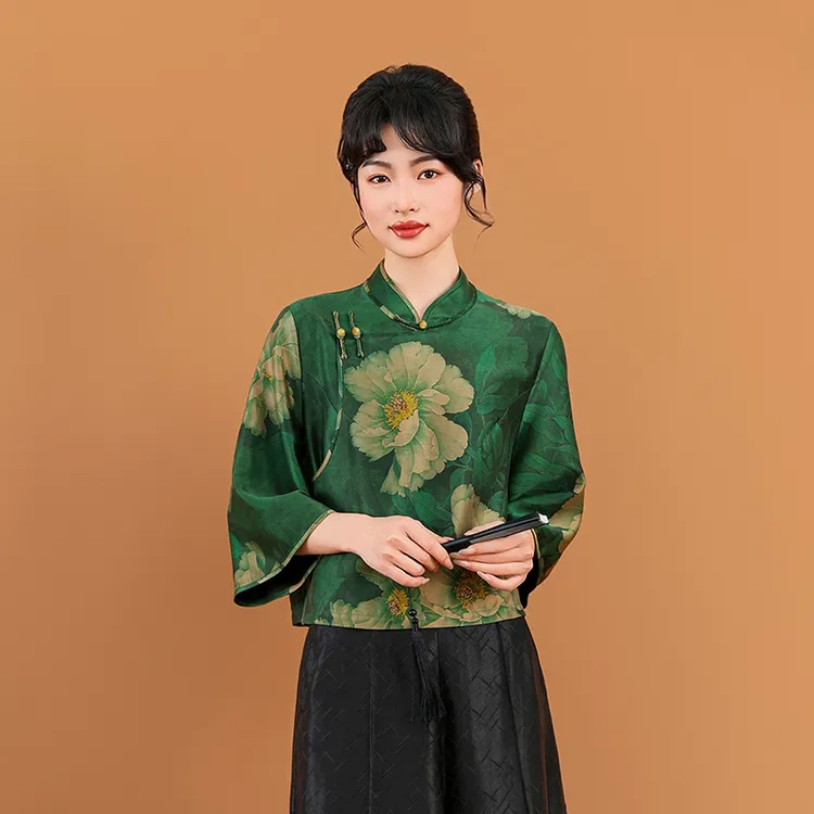 香云纱【天香】春夏复古气质传统国风文艺斜襟短款春季桑蚕丝外套女
