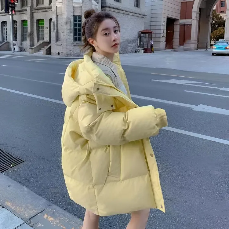 新款纯色高级感爆款棉服女2025年冬季新款潮加厚面包服棉袄外套