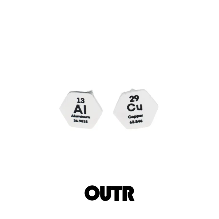 OUTR 钛钢耳饰 「铝铜」耳钉元素彩虹小众原创设计个性简约