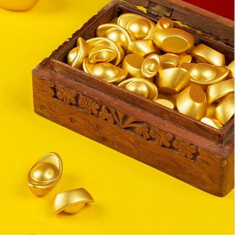 精品实心合金小元宝仿金元宝摆件聚宝盆米缸填充物创意装饰品礼品