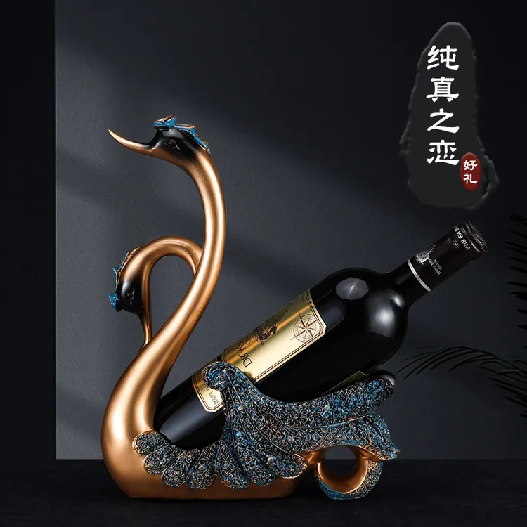 创意简约天鹅红酒摆件高档家居酒柜客厅餐桌餐边柜轻奢酒柜装饰品