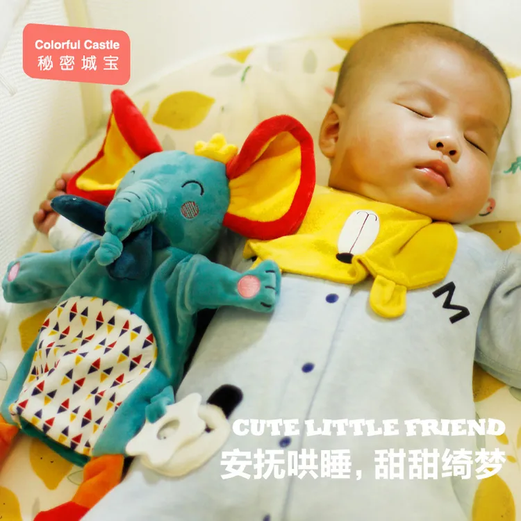 牙胶可爱安抚巾婴儿可入口睡眠宝宝哄睡觉毛绒安抚玩偶玩具可爱