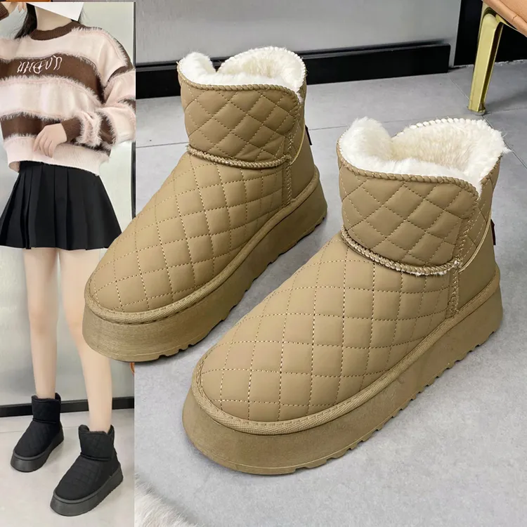 加绒加厚雪地靴女短靴2025冬季新款平底棉鞋保暖鞋女鞋皮毛一体秋