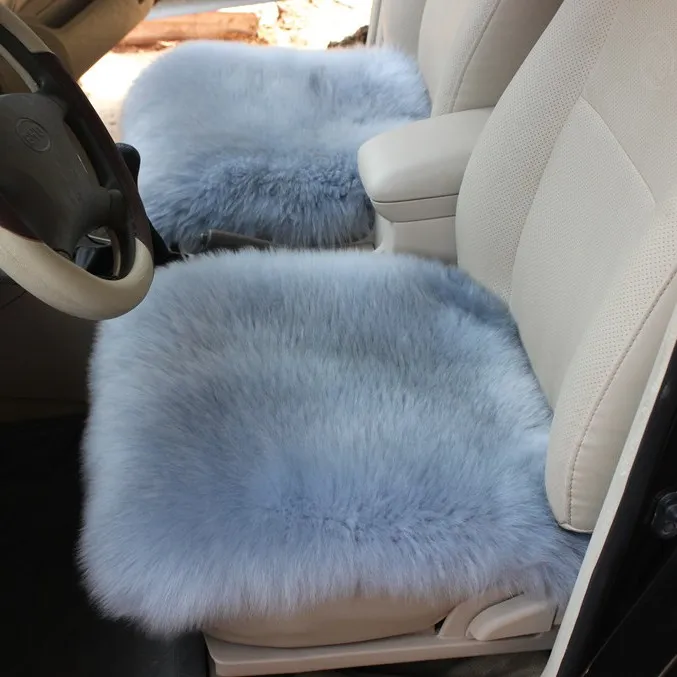 100%纯羊毛汽车坐垫通用无靠背皮毛一体全车坐垫小方垫后排垫包邮