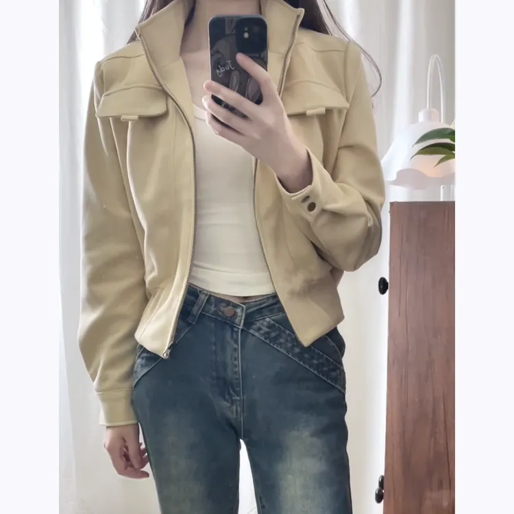 美式复古机车服气质短款夹克上衣外套