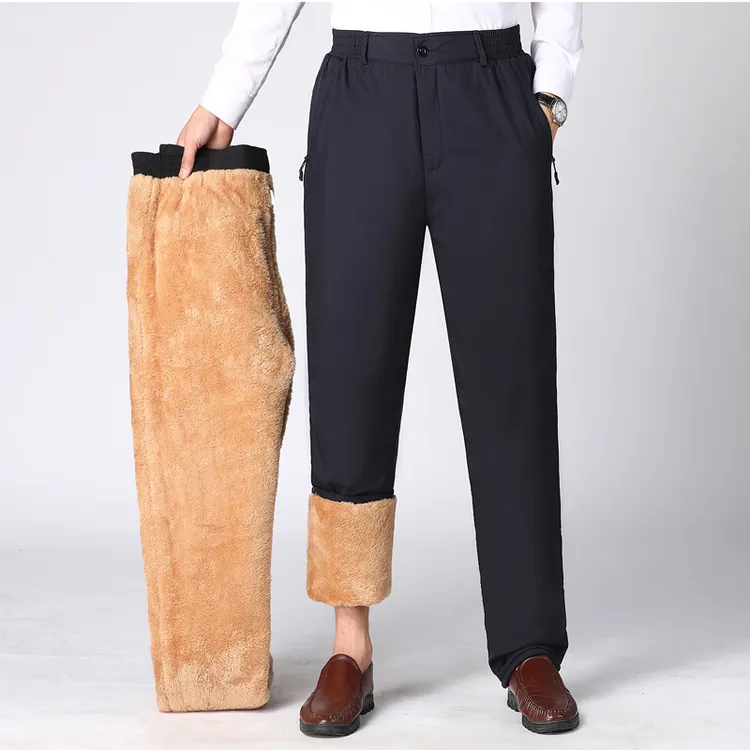 半松紧棉裤男外穿冬季中老年加绒加厚爸爸高腰宽松爷爷保暖棉裤