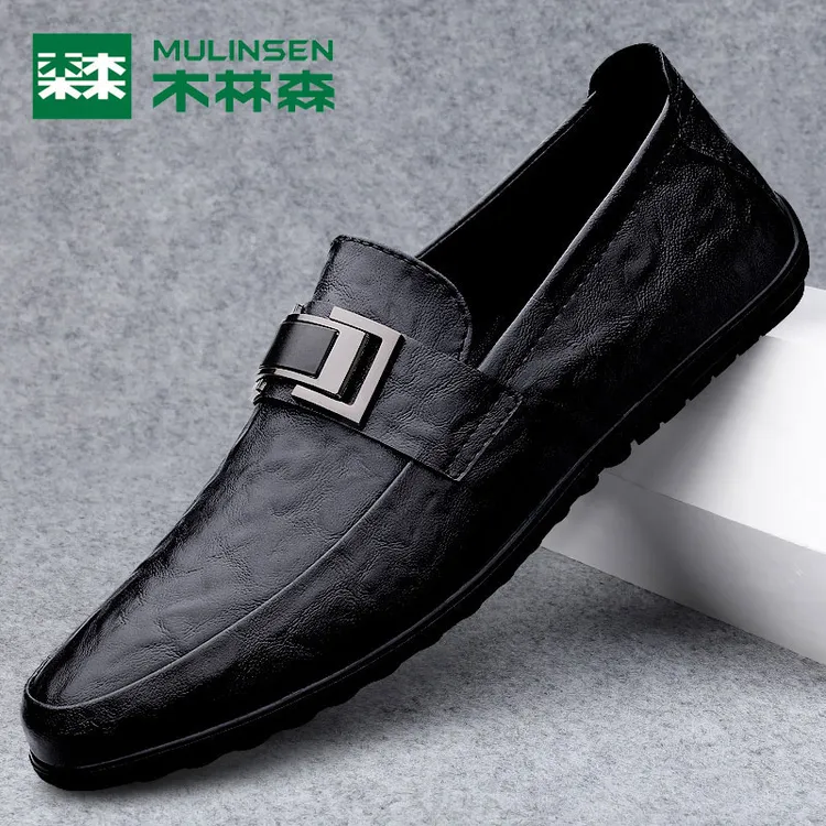 木林森皮鞋男透气软皮软底豆豆鞋百搭驾车鞋潮男鞋舒适软面防滑