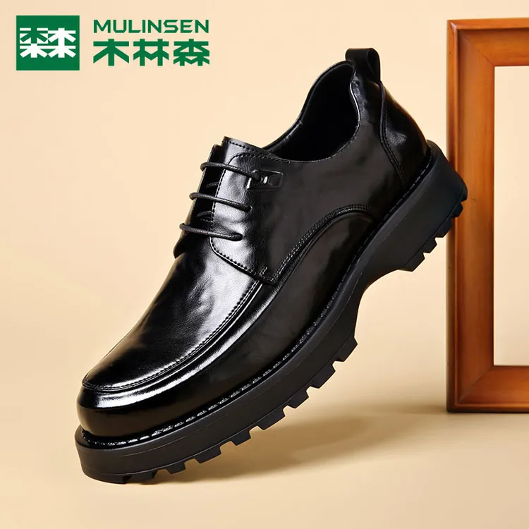 木林森休闲男百搭软皮软底增高真皮牛皮春季新款男士正装商务百搭