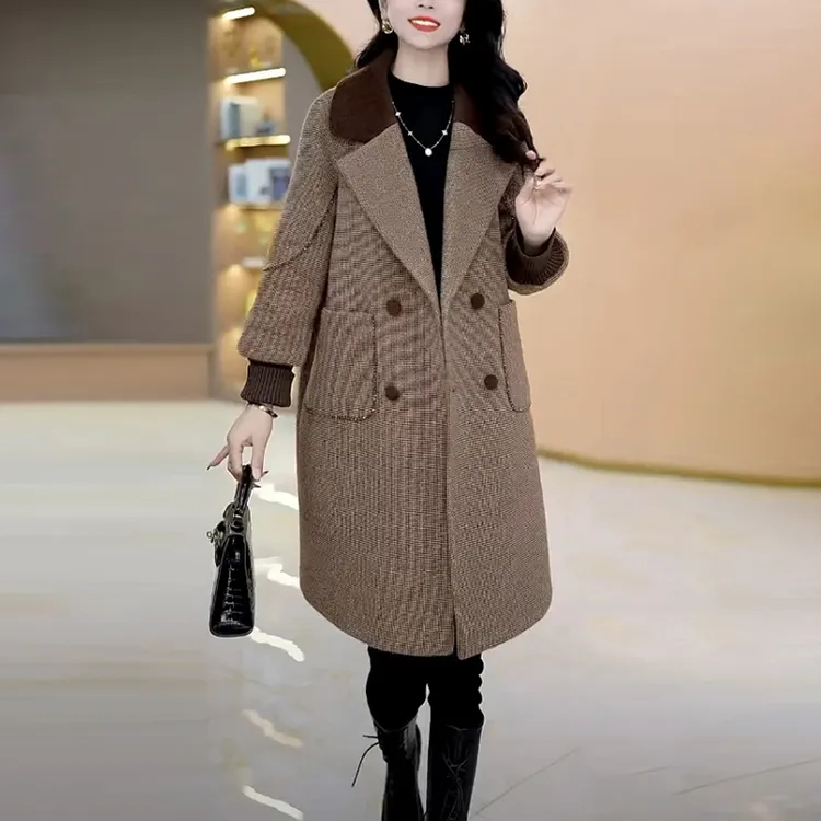 雪晶绒高级感大衣女秋冬季2025新款时尚韩版气质加棉加厚保暖外套