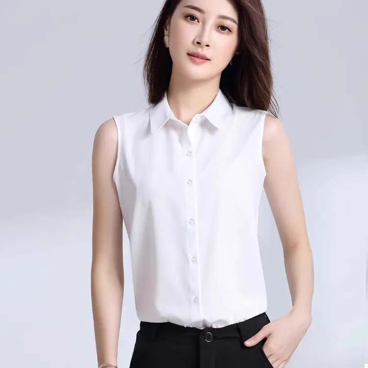 2025新款棉衫上衣女款百搭职业衬衣内搭打底衫背心无袖衬衫