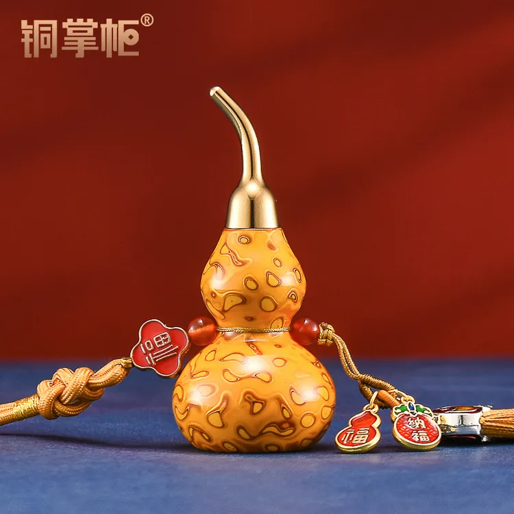铜掌柜铜葫芦挂件黄铜大漆葫芦摆件小开口空心家居装饰品高档车挂