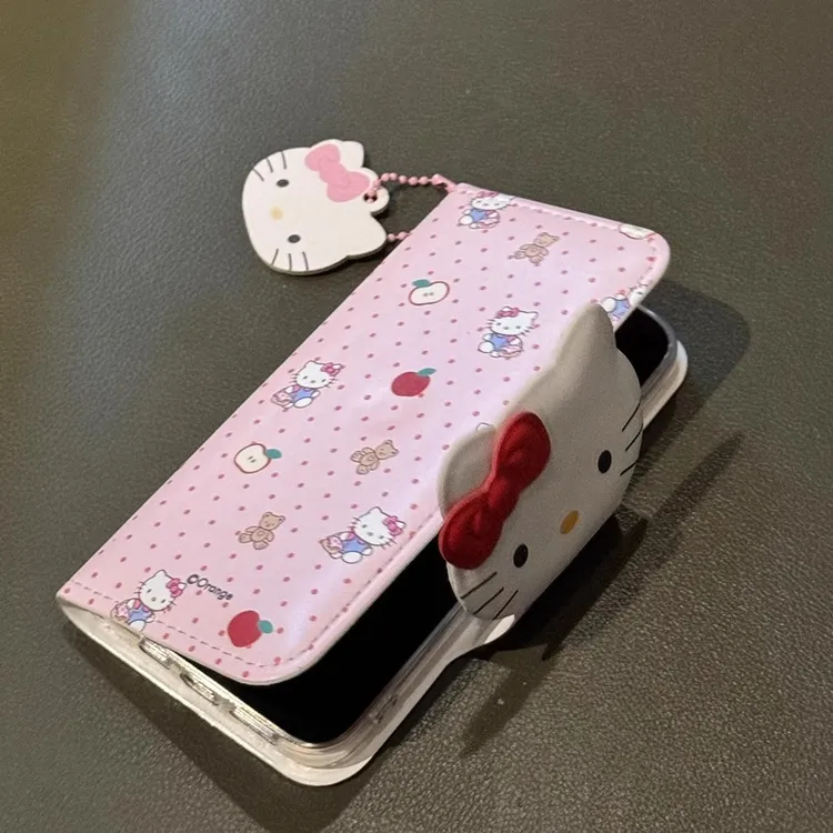 高级感翻盖满屏Kitty猫小熊适用苹果16promax手机壳15pro17promax