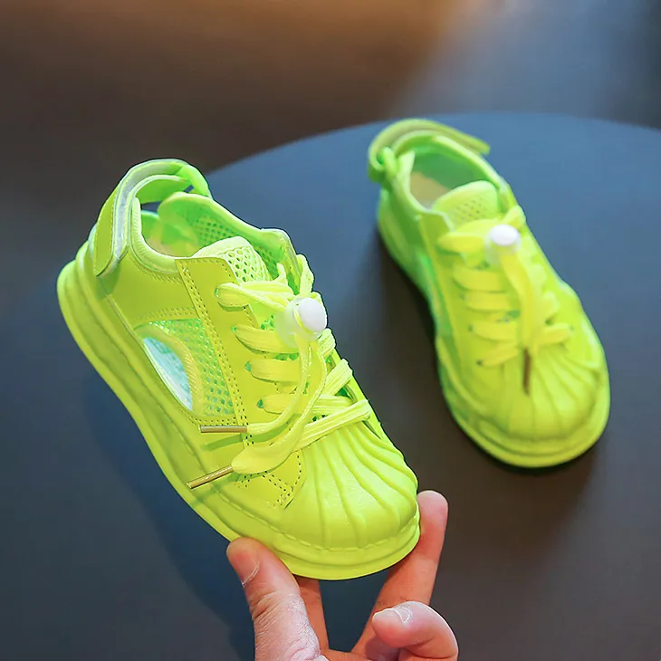 儿童贝壳头运动凉鞋2024夏季女童小白鞋透气网面男童镂空休闲鞋子