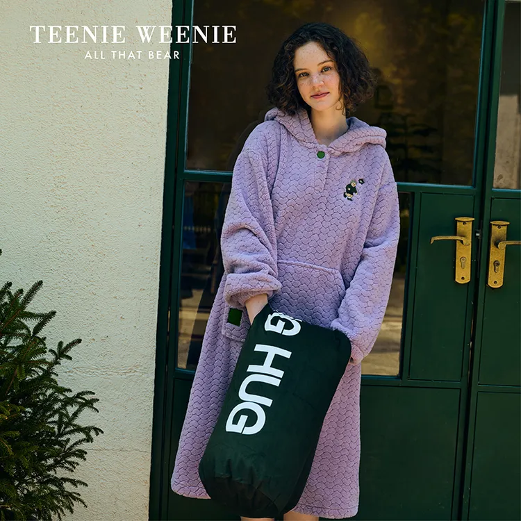 Teenie Weenie小熊嗨喽系列秋冬保暖家居服睡裙