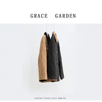 GRACE GARDEN【杏仁软包！】翻领骆驼绒双口袋拼色袖棉服MF4J0428