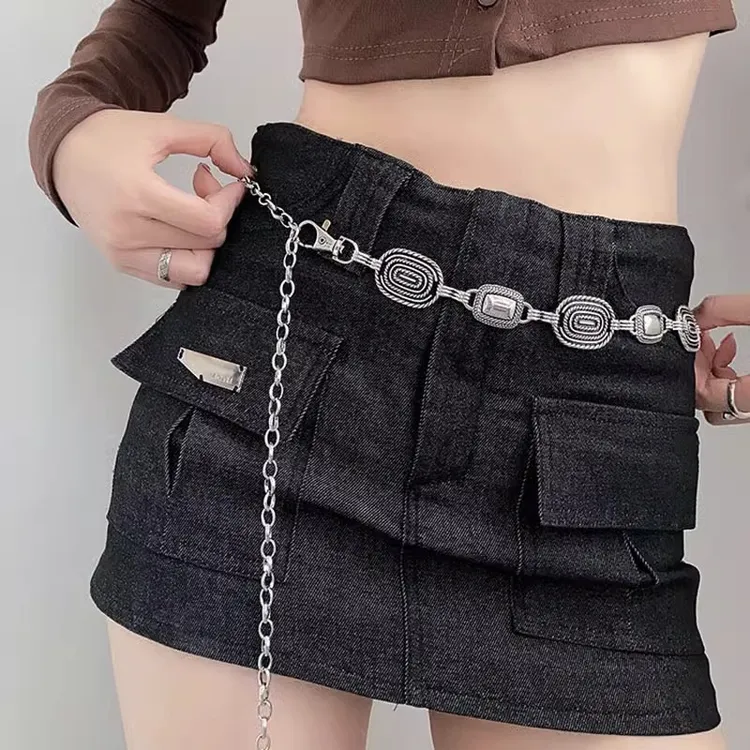 腰链女2025新款夏季复古设计感雕花装饰配裙子JK百搭辣妹潮流皮带