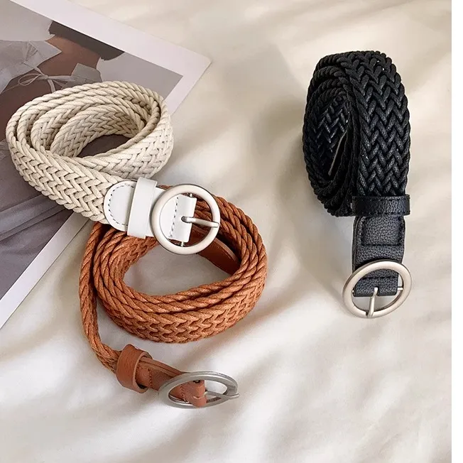 腰带女装饰百搭休闲牛仔裤带韩版弹力编织复古配连衣裙免打孔皮带