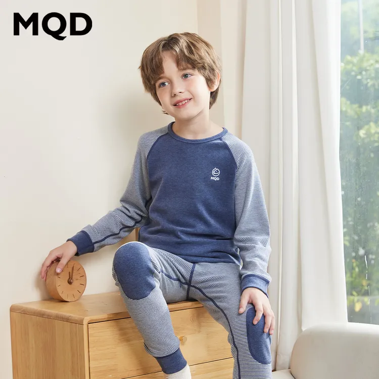MQD【双面穿加厚德绒】儿童保暖内衣秋冬宝宝秋衣男童睡衣保暖衣