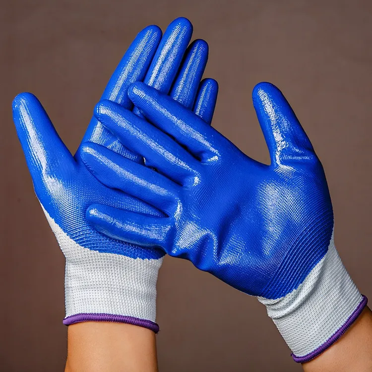 加厚蓝色手套干活橡胶胶皮乳胶防水手套劳保耐磨工作防滑手套