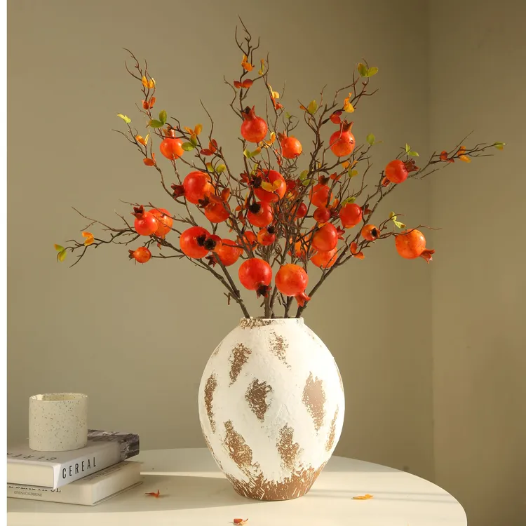 高端仿真花野石榴复古摆件装饰假花客厅卧室软装摆件橱窗摆设