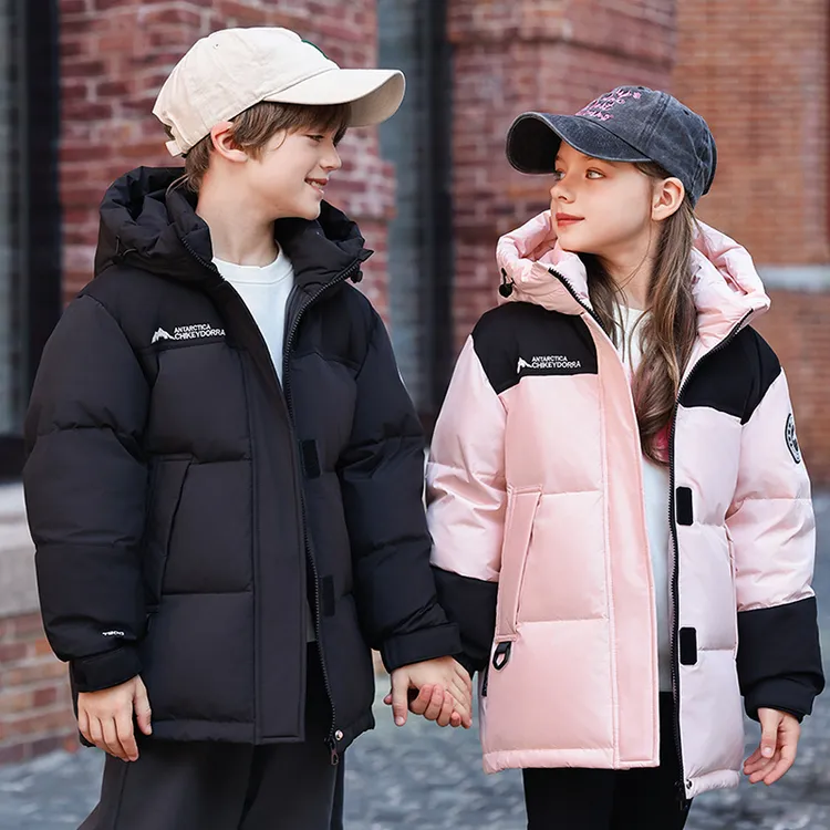 儿童羽绒服2025新款男童加厚白鸭绒女童中长款冬季外套反季特卖