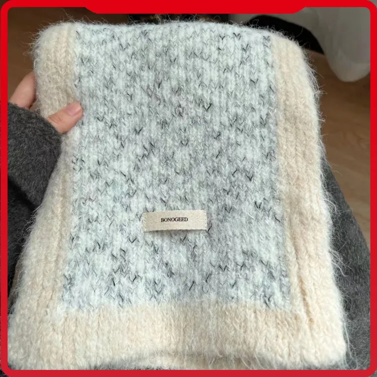 海盐雾凇新款含羊绒围巾女韩版针织秋冬时尚情侣百搭保暖加厚围脖