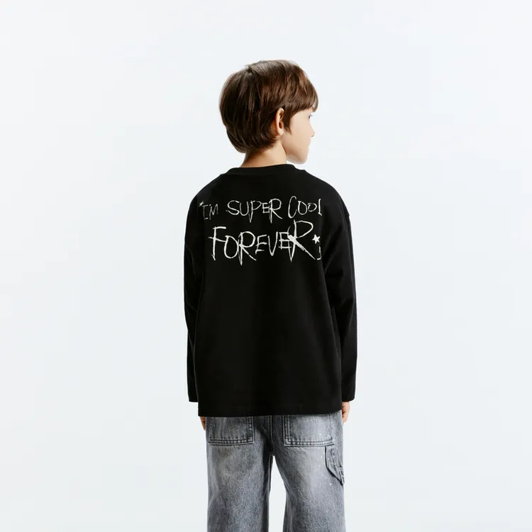 littlemoco童装24秋装新款男女童长袖宽松圆领T恤#KBD3TEE009