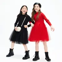 拜年服含羊毛littlemoco童装女童毛衣网纱连衣裙红裙#KBC3DRST06