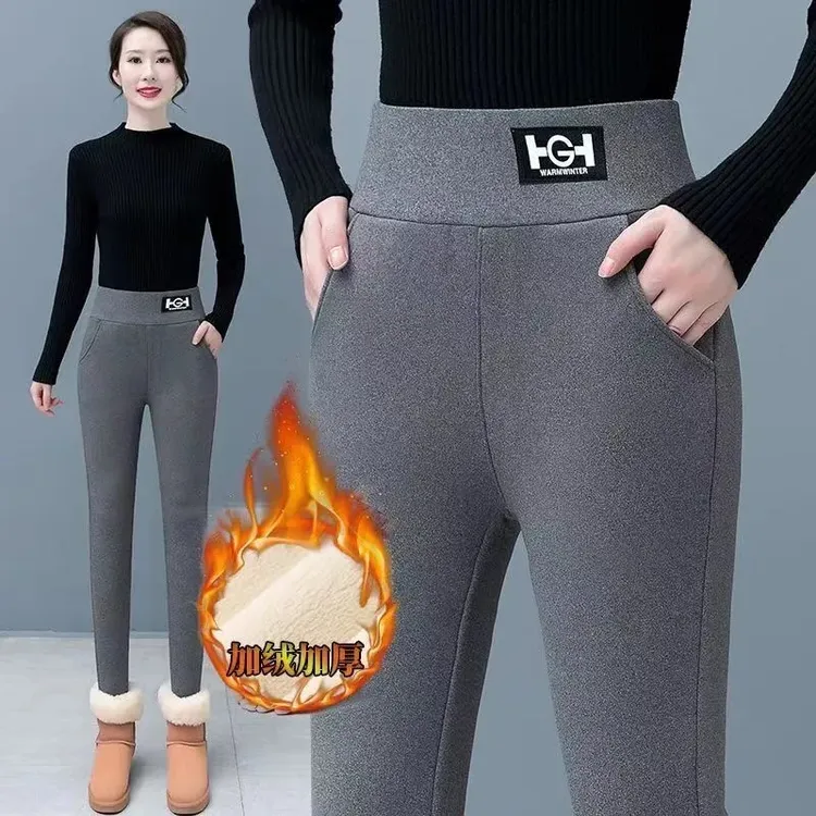 加绒加厚打底裤女外穿新款2025高腰显瘦冬季保暖裤棉裤紧身裤子