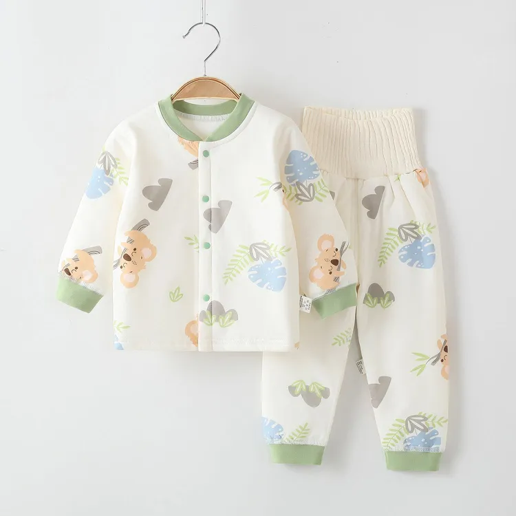 宝宝高腰保暖套装春秋婴儿分体衣服儿童秋衣秋裤薄棉无骨纯棉内衣
