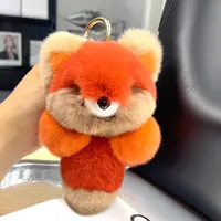真獭兔毛小狐狸汽车钥匙扣挂件可爱毛绒小魅狐公仔玩偶包包挂饰女