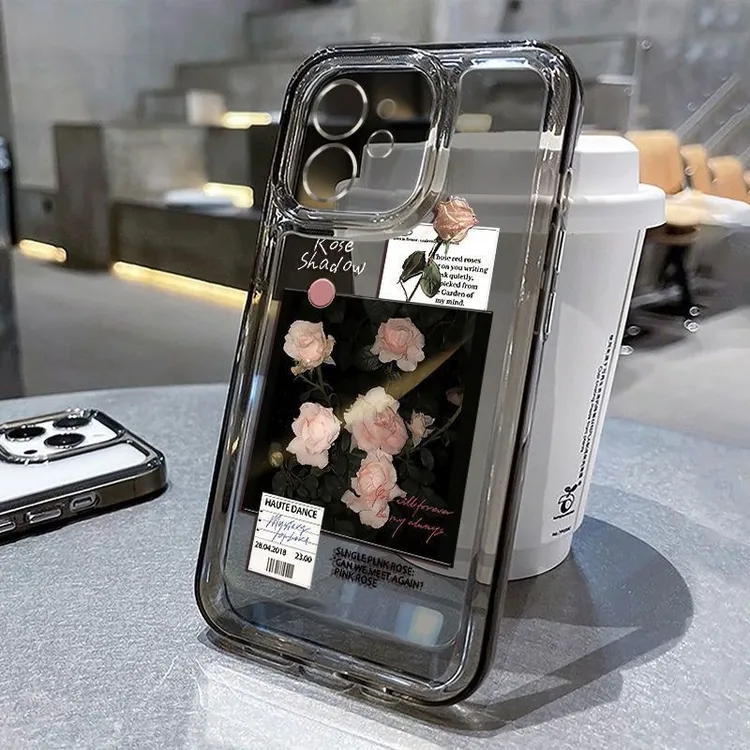 暗夜玫瑰苹果15手机壳iPhone14promax太空壳13/12个性11全包防摔x