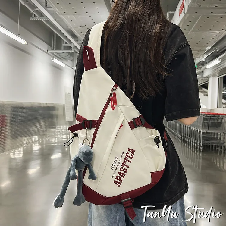 探屿新款潮牌大容量胸包女运动单肩包男骑行包工装包机能风斜挎包