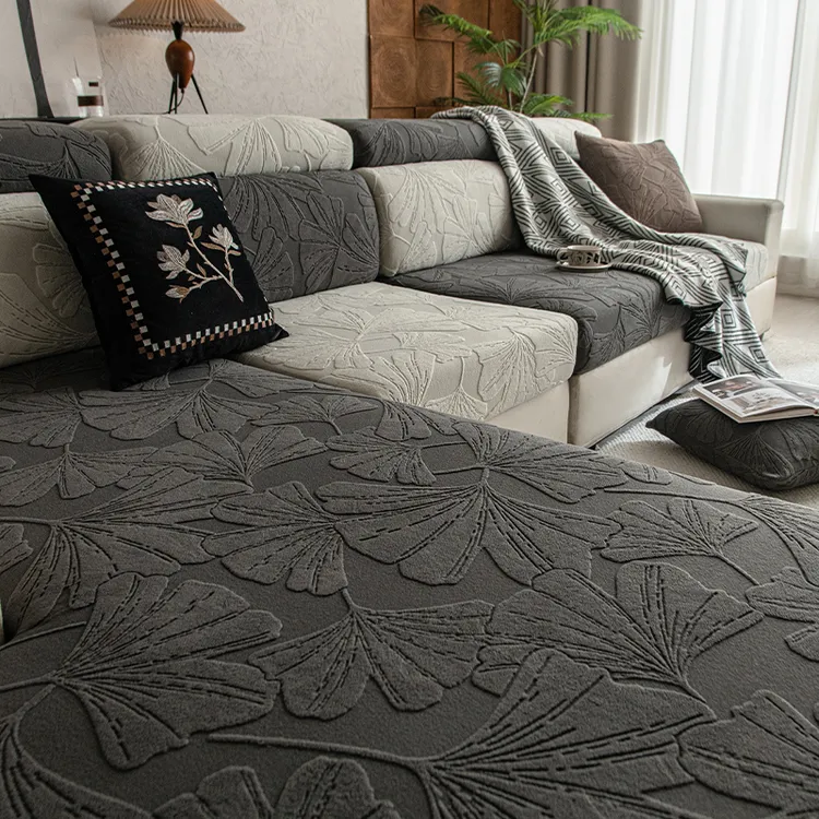 银杏摇粒绒四季通用沙发套罩全包套2024新款简约弹力贵妃沙发笠