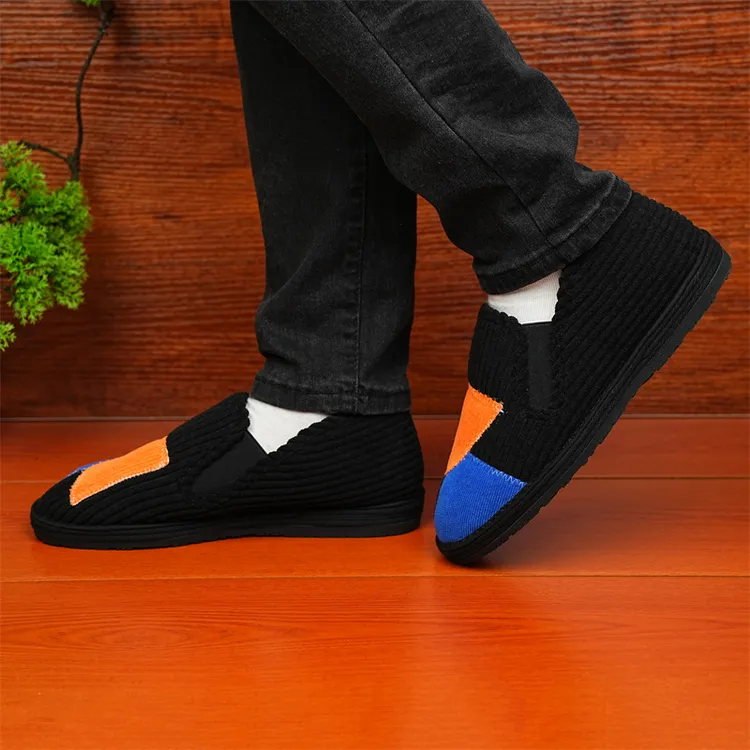 冬季加绒加厚布鞋中高帮千层底老北京布鞋一脚蹬防滑软底舒适透气