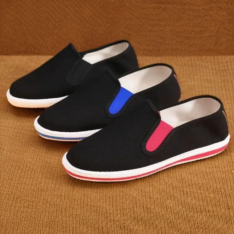 京紫红老北京布鞋舒适透气软底轻便一脚蹬春秋千层底布鞋牛筋底