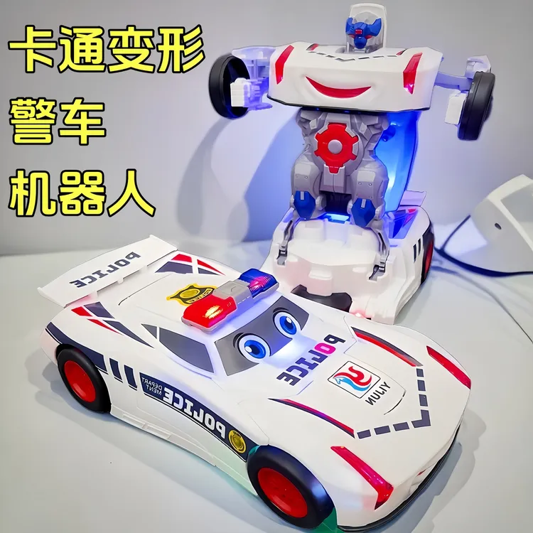 儿童电动卡通变形警车玩具机器人灯光音乐万向行驶1-6岁男孩礼物