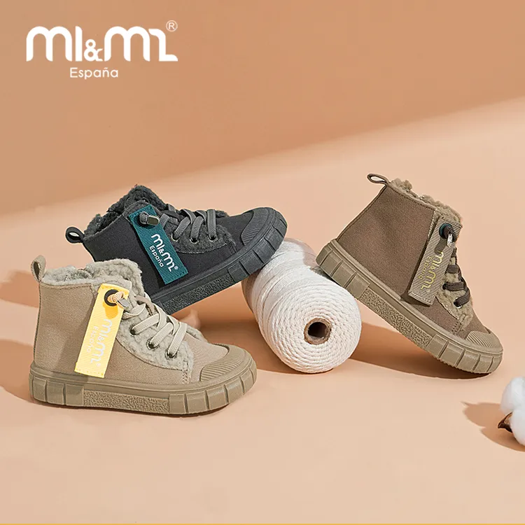 M1&M2儿童布鞋短绒毛加厚鞋保暖帆布马丁鞋高帮帆布鞋棉鞋秋冬