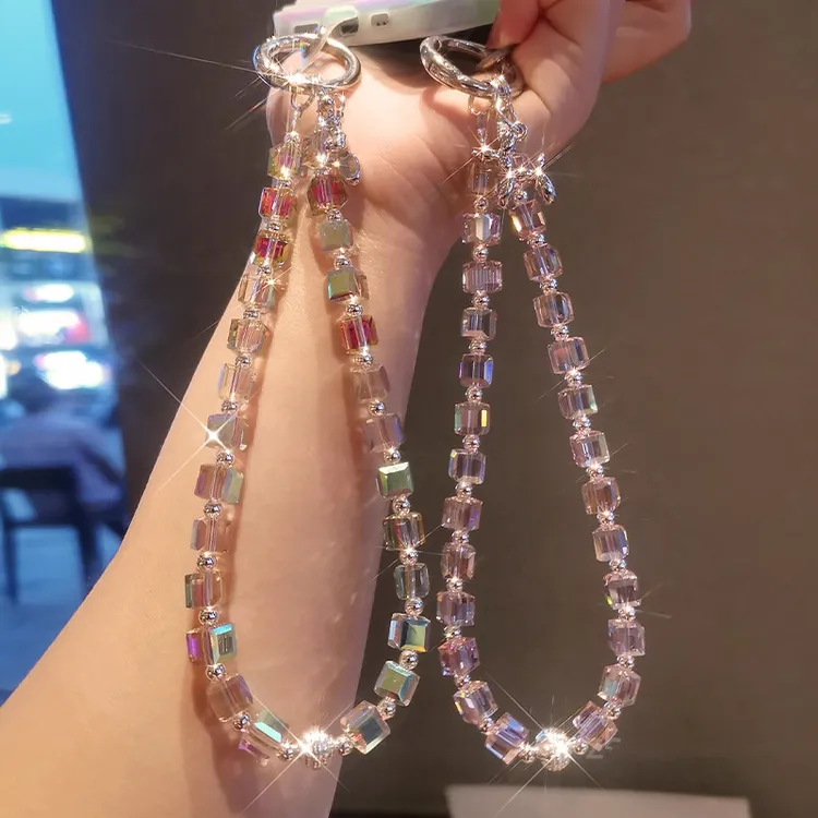 短款挂链手链奢华水晶手机手工串珠挂饰精致气球狗吊坠挂件手提绳