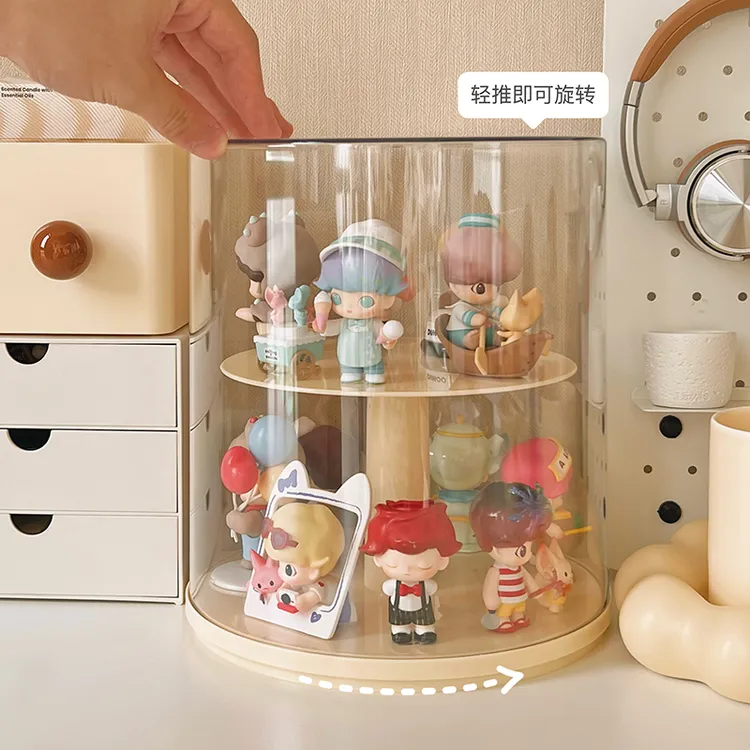 旋转盲盒收纳展示架多层乐高手办展示柜防尘泡泡玛特亚克力展示盒
