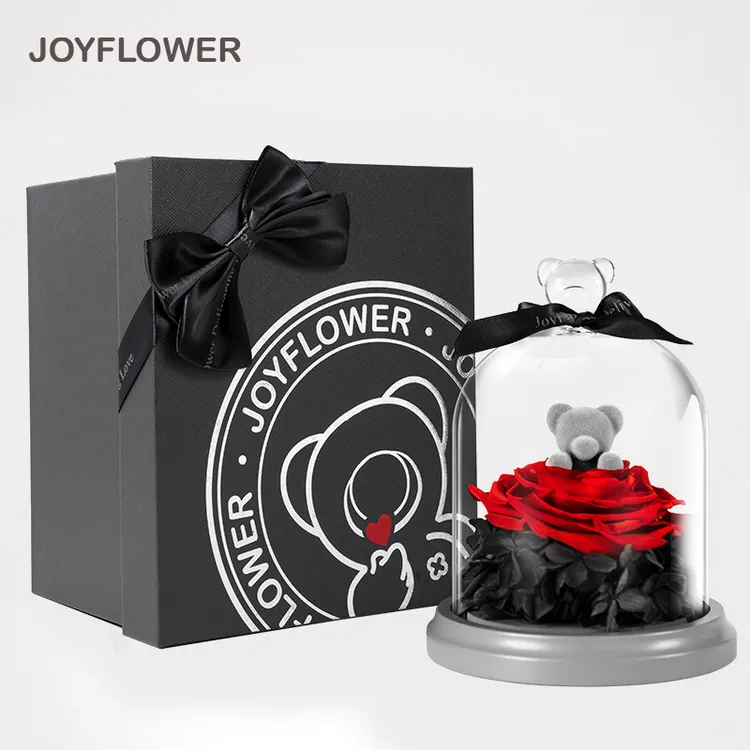 joyflower心花怒放熊真玫瑰永生花礼盒情人节生日礼物送女生