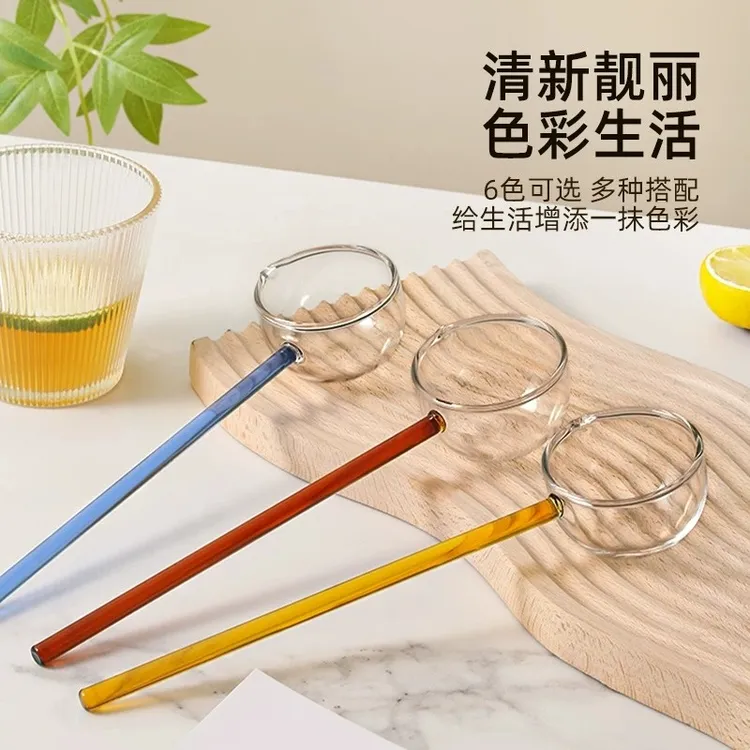 可爱透明玻璃勺子家用长柄耐高温高档调味勺汤勺韩式高颜值网红勺