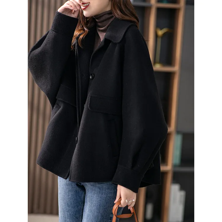 原形时尚气质短款双面羊绒大衣设计感韩版小个子羊毛呢外套U84887