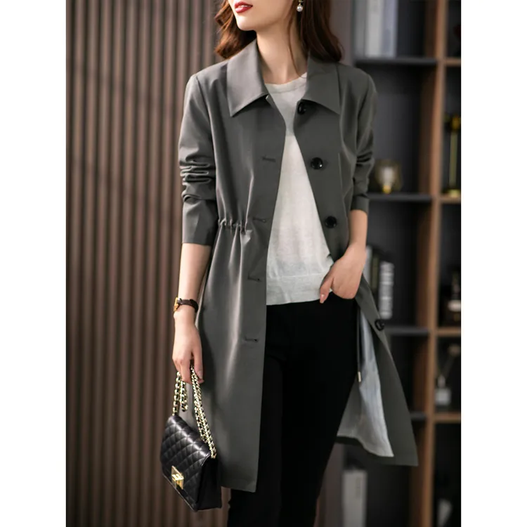 原形2025秋季翻领风衣韩版显瘦气质外套上衣U84787